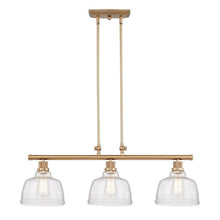 Load image into Gallery viewer, Kitchen Island Three Light Metal Seeded Glass Dimmable Chandelier With Shades - Gold