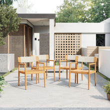 Load image into Gallery viewer, Creative Braided Acacia Wood Outdoor Dining Table And Chairs With Armrests (Set of 2) - Teak / White