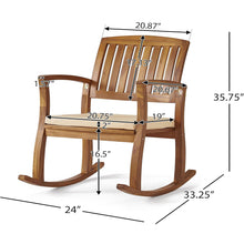 Load image into Gallery viewer, Acacia Wood Outdoor Patio Rocking Chair With Cushion (Set of 2) - Natural / Cream