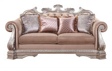 Load image into Gallery viewer, Velour Loveseat And Toss Pillows - Champagne