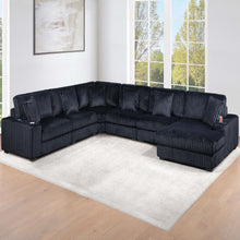 Load image into Gallery viewer, 6 Piece Modular Sectional Sofa Set Upholstered Living Room Plush Couch With Cup Holders And USB Port - Black