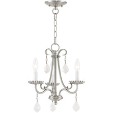 Load image into Gallery viewer, Three Light Metal Dimmable Chandelier With Shades - Nickel / Clear