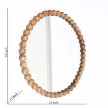 Load image into Gallery viewer, Decorative Round Hanging Wall Mirror With Bead Design Frame - Natural