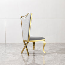 Load image into Gallery viewer, Gorgeous Streamlined High Back Fabric Stainless Steel Dining Chair (Set of 2) - Gold / Gray