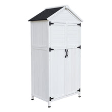 Load image into Gallery viewer, Storage Shed With Double Doors For Outdoor Garden Tool Organization - White