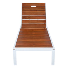 Load image into Gallery viewer, Outdoor Chaise Pool Lounge Chairs With Adjustable Backrest - Brown / White