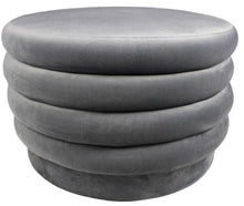 Load image into Gallery viewer, Round Velvet Tufted Cocktail Ottoman - Gray