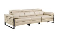 Load image into Gallery viewer, Top Grain Leather Reclining Metal USB Sofa (720327) - Beige