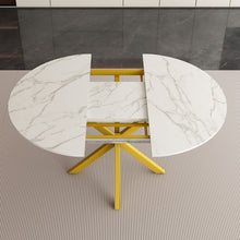 Load image into Gallery viewer, Round Dining Table With Extendable Blades, X Base