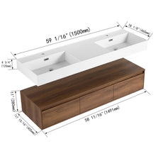 Load image into Gallery viewer, Contemporary Wall Mounted Bathroom Vanity With Dual Resin Sink And Soft Close Drawer