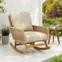 Load image into Gallery viewer, Contemporary Minimalist Wicker Rocking Chair With Soft Polyester Cushions