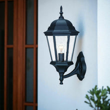 Load image into Gallery viewer, Swing Arm Glass Lantern Wall Light - Matte Black