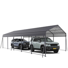 Load image into Gallery viewer, Metal Carport 13 X 26.5 Ft Heavy Duty With Galvanized Steel Roof Metal Garage Canopy With Galvanized Steel Roof & Frame Car Tent Outdoor Storage Shed For Car Boats And Truck - Gray