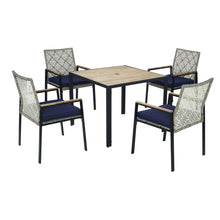 Load image into Gallery viewer, 5 Piece Patio Dining Table Set, Acacia Wood Table Top With Umbrella Hole
