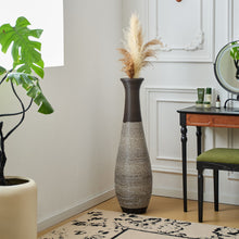 Load image into Gallery viewer, Tall Standing Designer Floor Vase Durable Artificial Rattan Elegant 2 Tone Finish Ideal Decor Accent For Living Room, Bedroom, Entryway Stylish Home Decor Statement Piece - Black / Gray