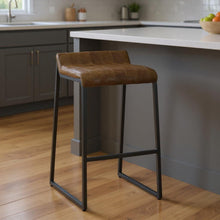 Load image into Gallery viewer, 27" Iron Backless Counter Height Bar Chair - Brown / Black