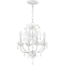 Load image into Gallery viewer, 18" Four Light Dimmable Chandelier With Shades - Antiqued White
