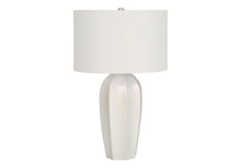 Load image into Gallery viewer, 27" Ceramic Geometric Table Lamp With Drum Shade - Cream