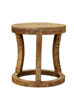 Load image into Gallery viewer, 18" Wood Distressed Solid Wood Round End Table - Natural