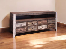 Load image into Gallery viewer, Enclosed Storage Distressed TV Stand Cabinet - Brown