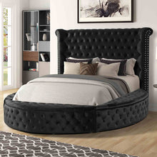 Load image into Gallery viewer, Glam Button Tufted Wingback Round Bed With Storage And USB Ports