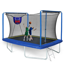 Load image into Gallery viewer, New Yc 8Ft By 12Ft Rectangular Trampoline With Basketball Board, Ball Inflater And Ladd Astm Standard Tested And Cpc Certified - Blue