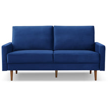 Load image into Gallery viewer, Velvet Sofa With Dark Brown Legs - Blue