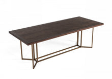 Load image into Gallery viewer, Solid Wood Trestle Base Dining Table - Brown / Brass