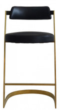 Load image into Gallery viewer, Faux Leather And Stainless Steel Low Back Counter Height Bar Chair - Black And Gold