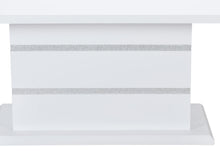 Load image into Gallery viewer, 79" Faux Crystals Glass And Wood Pedestal Base Dining Table - White