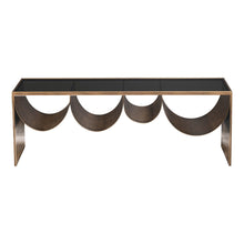Load image into Gallery viewer, 48" Mirro Glass And Steel Solid Coffee Table - Black And Brass