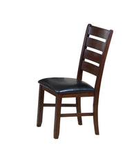 Load image into Gallery viewer, Upholstered Faux Leather Slat Back Dining Side Chairs (Set of 2) - Brown / Black