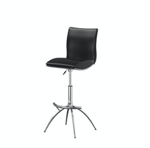 Load image into Gallery viewer, Contemporary Faux Leather And Metal Low Back Adjustable Height Bar Chairs (Set of 2) - Black
