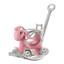 Load image into Gallery viewer, Unicorn Rocking Horse For Toddlers, Ride On Toy With Push Handle And Balance Board - Pink