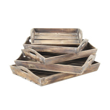 Load image into Gallery viewer, Rustic Wood Handmade Trays With Handles (Set of 5) - Brown