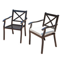 Load image into Gallery viewer, Outdoor Dining Chair Set With Water Resistant Cushions - Black / Ivory