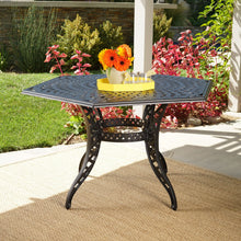 Load image into Gallery viewer, Outdoor Cast Aluminum Dining Table With Lattice Top And Umbrella Hole - Black