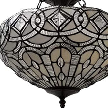 Load image into Gallery viewer, Tiffany Style Two Light Glass Dimmable Semi Flush Ceiling Light - Black / Gray