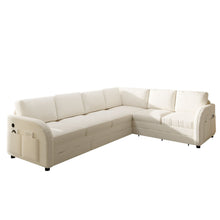 Load image into Gallery viewer, L-Shaped Couch With Pull-Out Bed, Convertible Sleeper Sofa With Side Pocket & USB Port