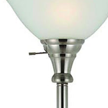Load image into Gallery viewer, Torchiere Floor Lamp With Clear Frosted Glass Dome Shade - Nickel