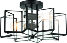 Load image into Gallery viewer, Unique Statement Two Light Metal Dimmable Flush Chandelier With Shades - Black