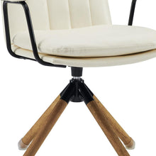 Load image into Gallery viewer, Faux Leather And Brown Swivel Arm Chair 23" - Off White