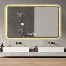 Load image into Gallery viewer, Aluminum Round Lighted Framed Bathroom Vanity Mirror - Black