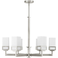 Load image into Gallery viewer, 29" Six Light Dimmable Chandelier With Shades - Nickel