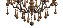 Load image into Gallery viewer, Candle Style Six Light Wood Chandelier - Brown