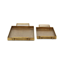 Load image into Gallery viewer, Cast Iron Handmade Vanity Trays With Handles (Set of 2) - Gold