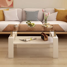 Load image into Gallery viewer, Modern Rectangular Coffee Table With Tempered Transparent Glass Top And Storage Shelf