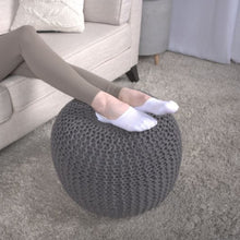 Load image into Gallery viewer, Bordeaux - Knitted Round Pouf, Versatile Ottoman And Floor Cushion