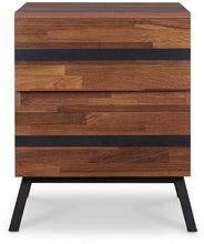 Load image into Gallery viewer, Wood And Iron End Table With Two Drawers - Black And Brown