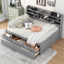 Load image into Gallery viewer, Captain Bed With Built In Bookshelves, 3 Storage Drawers, And Trundle